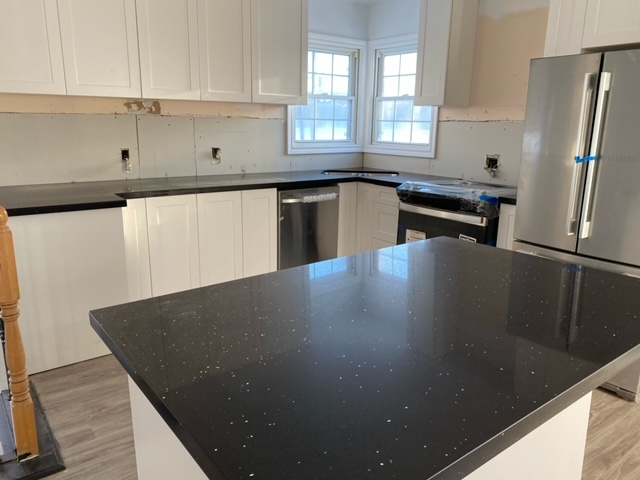black and white kitchen granite countertop